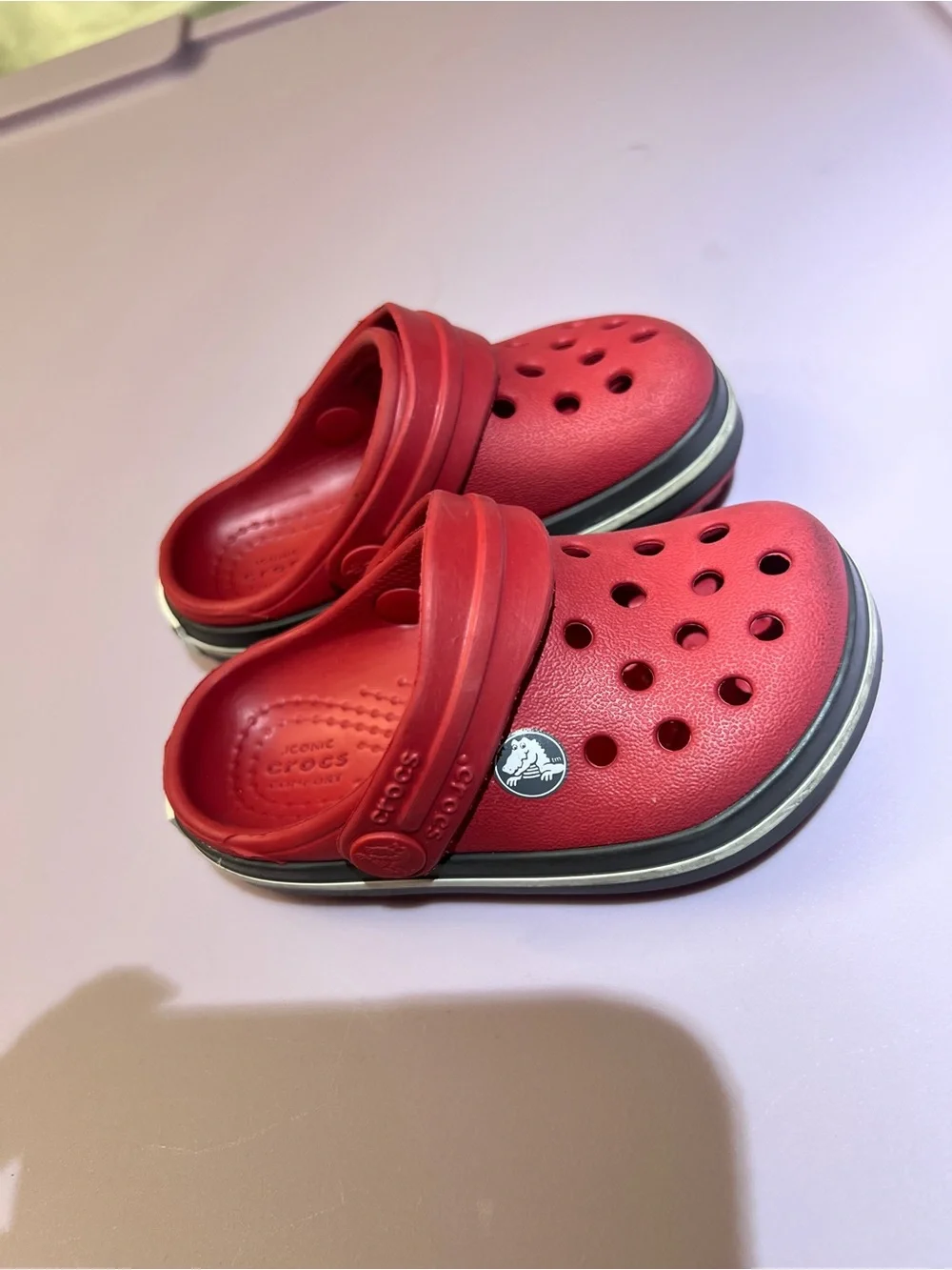 Bundle of 2 Toddler Crocs C4 Blue & Red Classic Clogs
